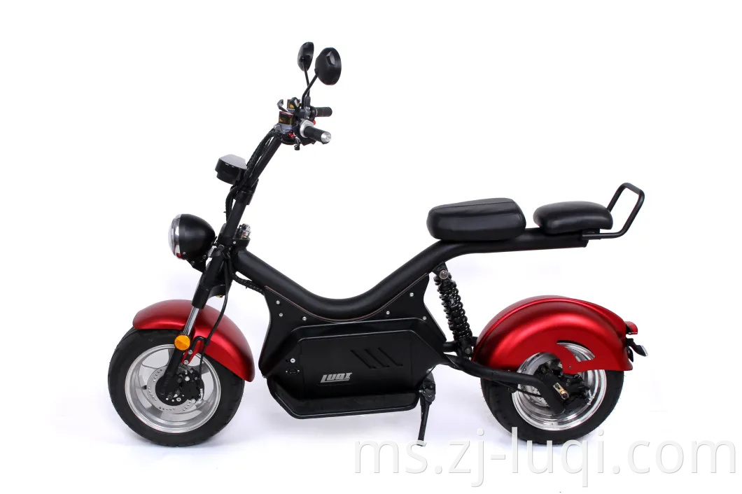 12 Inch Wide Wheels Double Leather Seat Electric Citycoco Bike yang selesa dengan Brek cakera hidraulik